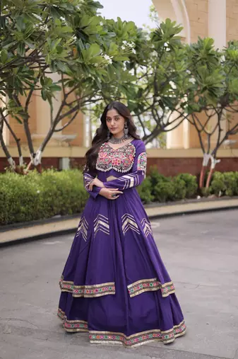 Kora Cotton Lehenga Choli Set With Zari And Mirror Lace Work
