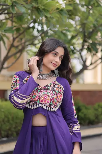 Kora Cotton Lehenga Choli Set With Zari And Mirror Lace Work