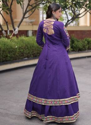 Kora Cotton Lehenga Choli Set With Zari And Mirror Lace Work 4