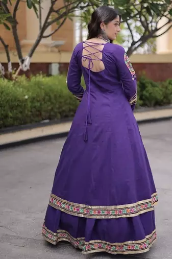 Kora Cotton Lehenga Choli Set With Zari And Mirror Lace Work