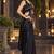 black floral embroidered patch nc satin ready to wear party wear saree with stitched blouse