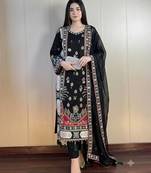 Designer sequence embroidered kaftaan with pant and dupatta