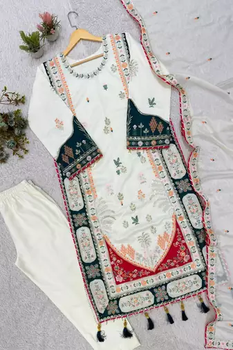 Designer sequence embroidered kaftaan with pant and dupatta