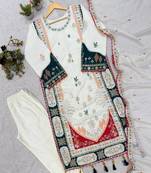 Designer sequence embroidered kaftaan with pant and dupatta