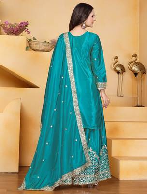 Designer sharara suit with sequence and embroidered work 4