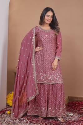 Designer sharara suit with sequence and embroidered work 1