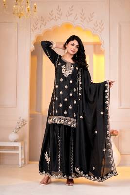 Designer sharara suit with sequence and embroidered work 2