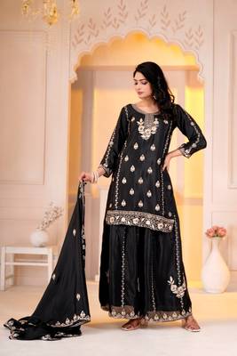 Designer sharara suit with sequence and embroidered work 3