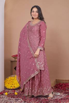 Designer sharara suit with sequence and embroidered work 2