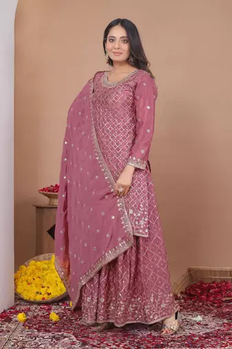 Designer sharara suit with sequence and embroidered work