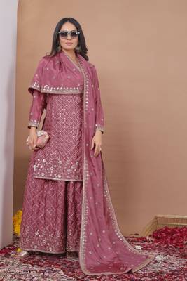 Designer sharara suit with sequence and embroidered work 3
