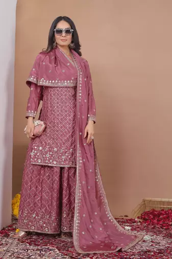 Designer sharara suit with sequence and embroidered work