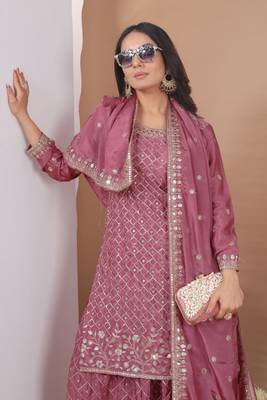 Designer sharara suit with sequence and embroidered work 4