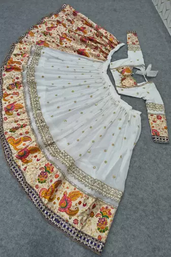 White Navratri Lehenga Choli With Dupatta