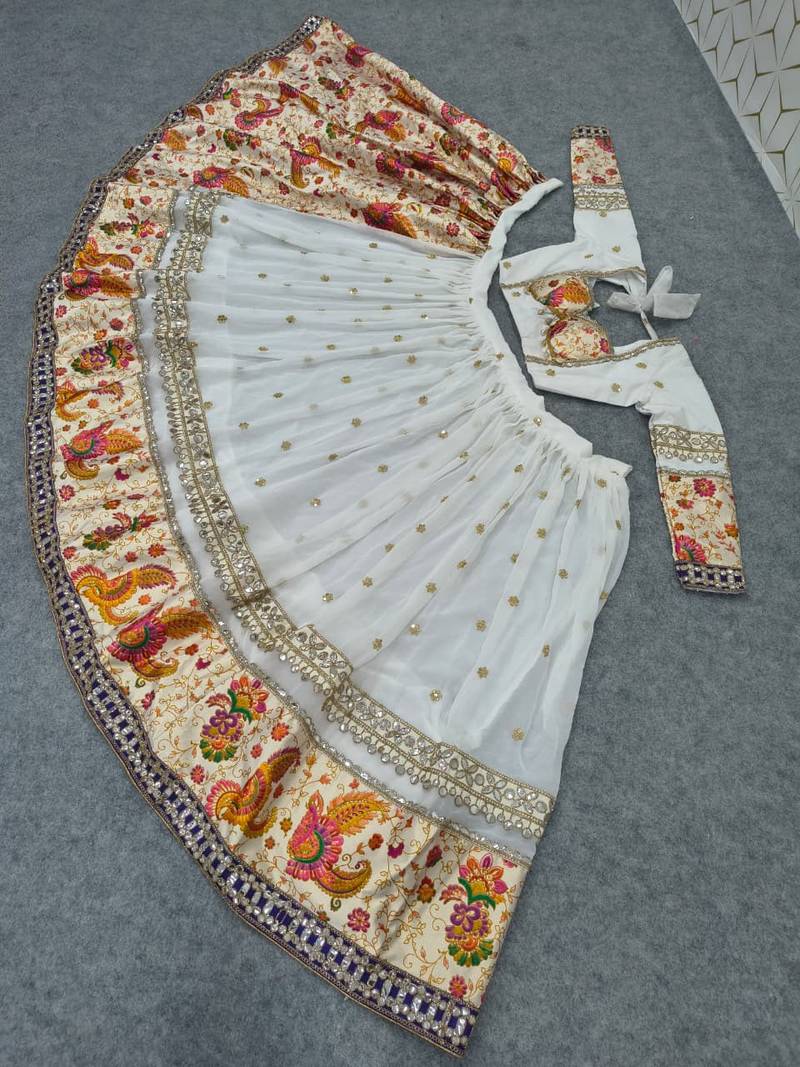 White Navratri Lehenga Choli With Dupatta