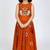 Orange south indian embrodairy pattu pavadai silk blend readymade lehenga choli dress for kids