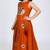 Orange south indian embrodairy pattu pavadai silk blend readymade lehenga choli dress for kids