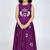 Purple south indian embrodairy pattu pavadai silk blend readymade lehenga choli dress for kids