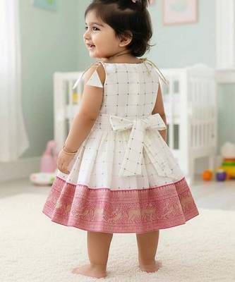 Pink south indian readymade traditional pattu pavadai jacquard frock dress for baby girls 2