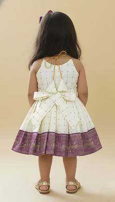 Purple south indian readymade traditional pattu pavadai jacquard frock dress for baby girls 4