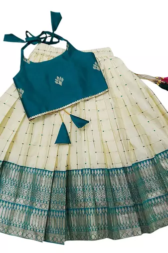 Rama indian readymade traditional pattu pavadai tapeta silk lehenga choli dress for kids