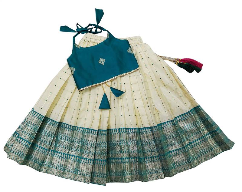 Rama indian readymade traditional pattu pavadai tapeta silk lehenga choli dress for kids
