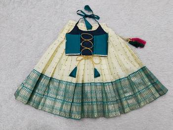 Rama indian readymade traditional pattu pavadai tapeta silk lehenga choli dress for kids 2