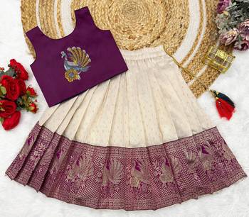 Red girls south indian pattu pavadai | traditional jacquard silk lehenga choli set 1