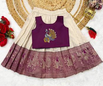 Red girls south indian pattu pavadai | traditional jacquard silk lehenga choli set 2