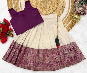 Red girls south indian pattu pavadai | traditional jacquard silk lehenga choli set 3