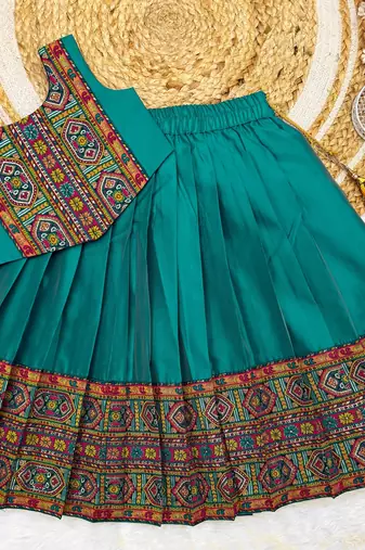 Rama south indian traditional pattu pavadai silk blend readymade lehenga choli dress for girl's