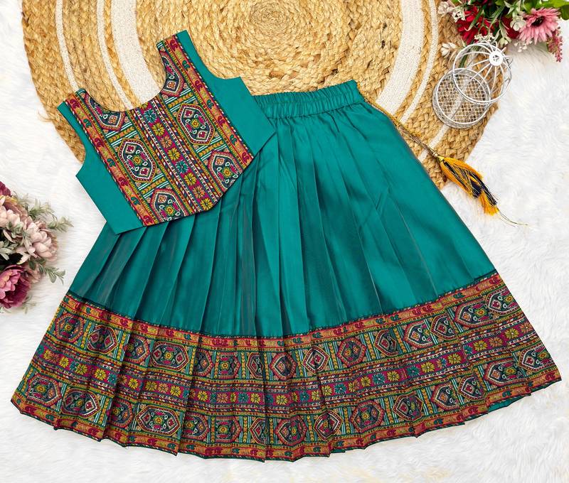 Rama south indian traditional pattu pavadai silk blend readymade lehenga choli dress for girl's