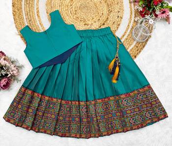Rama south indian traditional pattu pavadai silk blend readymade lehenga choli dress for girl's 2