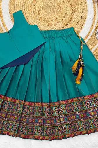 Rama south indian traditional pattu pavadai silk blend readymade lehenga choli dress for girl's