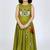 Musterd yellow south indian embrodairy pattu pavadai silk blend readymade lehenga choli dress for kids