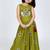 Musterd yellow south indian embrodairy pattu pavadai silk blend readymade lehenga choli dress for kids