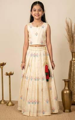 White girls silk blend embrodairy readymade pattu pavadai lehenga choli 1