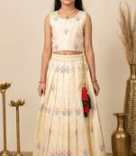 White girls silk blend embrodairy readymade pattu pavadai lehenga choli