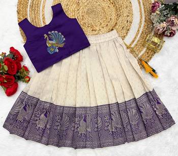 Jambali girls south indian pattu pavadai | traditional jacquard silk lehenga choli set 1