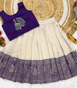 Jambali girls south indian pattu pavadai | traditional jacquard silk lehenga choli set