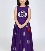 Jambali south indian embrodairy pattu pavadai silk blend readymade lehenga choli dress for kids