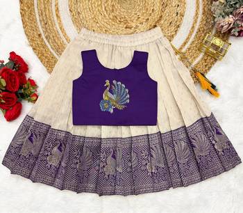 Jambali girls south indian pattu pavadai | traditional jacquard silk lehenga choli set 2