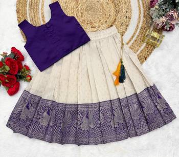 Jambali girls south indian pattu pavadai | traditional jacquard silk lehenga choli set 3