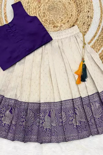 Jambali girls south indian pattu pavadai | traditional jacquard silk lehenga choli set