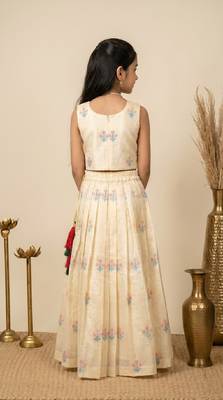 White girls silk blend embrodairy readymade pattu pavadai lehenga choli 4
