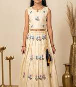 White girls silk blend embrodairy readymade pattu pavadai lehenga choli