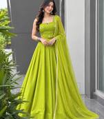 Green Mirror Navratri Lehnega Choli With Dupatta