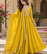 Royal Mustard Yellow Embroidered Antalkali Suit