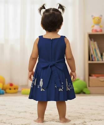 Blue south indian traditional pattu pavadai tapeta silk embrodairy frock dress 2