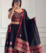 Black Printed Navratri Lehenga Choli With Dupatta